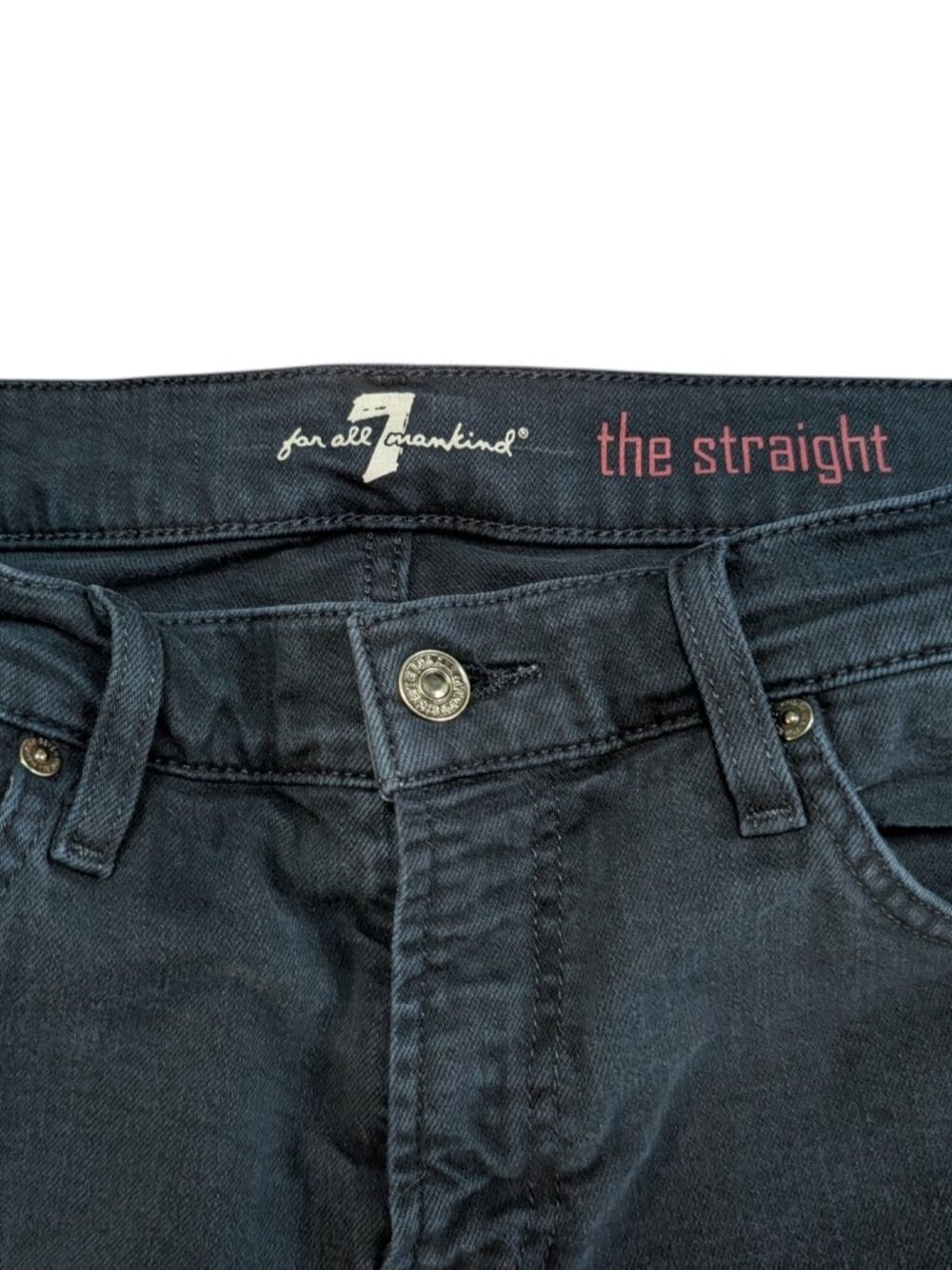 7 For All Mankind Dark Wash Straight Leg Jeans Size 34x32 - Picture 4 of 10